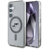 Viedtālruņa apvalks Karl Lagerfeld Button Karl & Choupette Heads Izdrukāts logotips MagSafe Samsung Galaxy S25 - melns