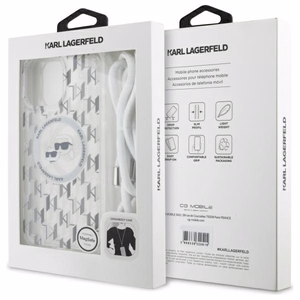 Karl Lagerfeld IML Crossbody Monogram Karl & Choupette Head MagSafe Case for iPhone 16 Pro - Clear