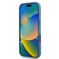 Guess Ādas Metāla Logotipa Strass Pārnēsājamais viedtālruņa apvalks iPhone 16 Pro Max - zila