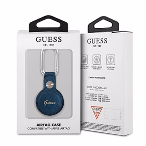 Guess Saffiano Vintage Script AirTag maciņš – zils