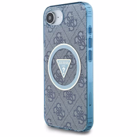 Guess IML Metal Glitter 4G Circle Triangle magnētiskais viedtālruņa apvalks iPhone 16e - zils