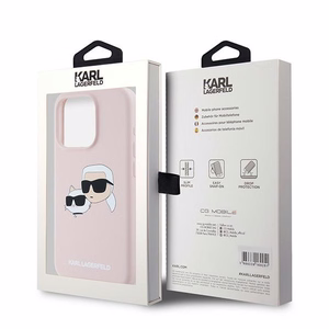 Karl Lagerfeld Silikonais Karl&Choupette MagSafe apvalks iPhone 15 Pro Max - rozā