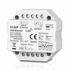 V1-H/P Kontrolieris, 12-48V, 1x 8A, spiedpoga dimmers