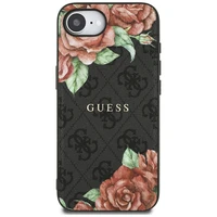 Guess 4G Flowers Print magnētiskais viedtālruņa apvalks iPhone 16e - melns