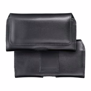 ROYAL universāls horizontāls ādas jostas apvalks izmērs L IPHONE 12 / 12 PRO / 13 / 13 PRO / 14 / 14 PRO / SAMSUNG S10 / S20 / S21 / A40 / HUAWEI P8 LITE / P30 / P40 / P9 LITE melns