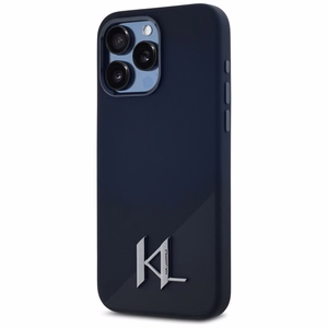Karl Lagerfeld Silicone Shadow Metal Initial MagSafe Case for iPhone 15 Pro Max Black