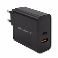 Qoltec 52381 Super Quick PD charger | 1xUSB-C | 1xUSB| 90W | 5-20V | 2.4-4.35A | melns