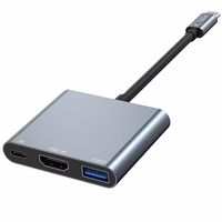 HUB Tech-Protect V1 3in1 USB-C - USB-A 3.0 / USB-C PD 100W / HDMI 4K 30Hz - pelēks