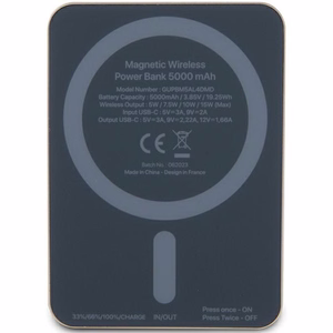 Guess MagSafe 4G Strassed Metal Logo indukcijas ārējā baterija 15W 5000mAh - zelta