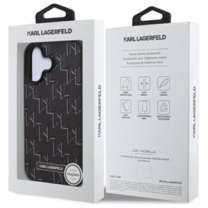 Karl Lagerfeld Hot Stamp MagSafe iPhone 16 Plus apvalks - melns