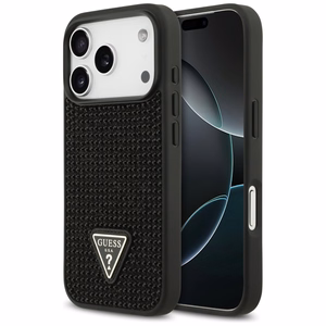 Guess Rhinestone Triangle Logo viedtālruņa apvalks iPhone 17 Pro - melns