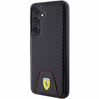 Ferrari Carbon Stitched Bottom viedtālruņa apvalks Samsung Galaxy S24+ - melns