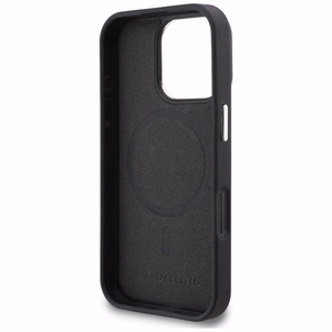 Karl Lagerfeld Initial & Metal Logo MagSafe Case for iPhone 16 Pro - Black