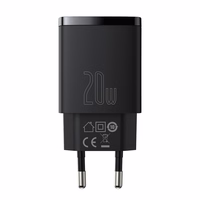 Baseus kompaktais lādētājs USB / USB Type-C 20W 3A Power Delivery Quick Charge 3.0 melns (CCXJ-B01)