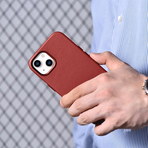 iCarer Apvalks Ādas vāks izgatavots no dabīgas ādas iPhone 14 Plus sarkans (saderīgs ar MagSafe)