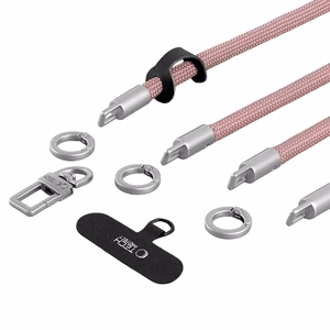 Tech-Protect C10S Crossbody Phone Lanyard (114 cm) + Wrist Strap (31 cm) - Pink Titanium