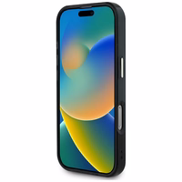 Guess IML Metal Glitter 4G Circle Triangle magnētiskais viedtālruņa apvalks iPhone 16 Pro - melns