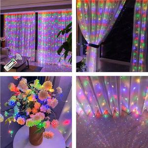 LED aizkars (200 LED spuldzītes) 3Mx2M daudzkrāsains