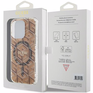 Guess IML GCube MagSafe viedtālruņa apvalks iPhone 15 Pro Max - brūns