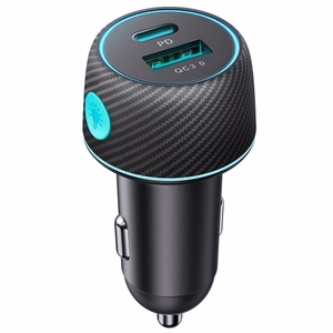 Automašīnas lādētājs Joyroom „JR-CCN01" melns 60W (PD20W / USB-C) ar LED gaismu