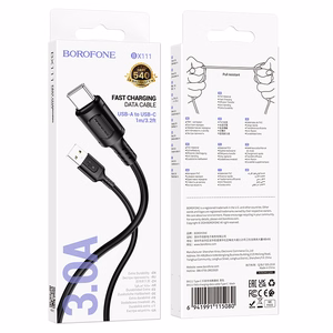 Borofone Cable BX111 Feliz - USB to Type C - 3A 1 metre black