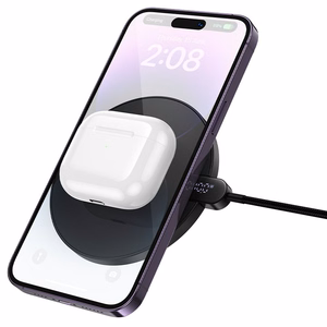 Bezvadu lādētājs Hoco 15W ar USB-C kabeli un digitālo indikatoru CW62 melna krāsa