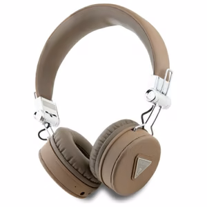 Наушники Guess Bluetooth ENC GUBH70PGTSPSW коричневые Grained Classic Round Shape