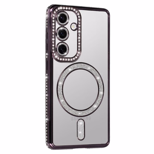 Magnētiskais Bling MagSafe apvalks viedtālrunim Samsung Galaxy S25 FE violets