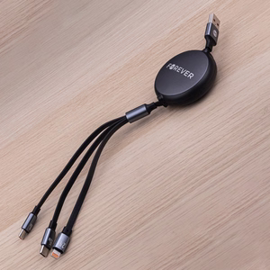 Forever 3in1 kabelis USB - Lightning + 2x USB-C 1,2 m 100W melns