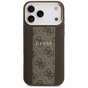 Guess 4G Stripe Magnētiskais viedtālruņa apvalks iPhone 17 Pro Max - brūna