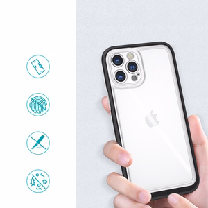  Skaidrs 3in1 vāciņš iPhone 12 Pro Max ar melno rāmi želejas pārklājums
