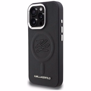 Karl Lagerfeld Initial & Metal Logo MagSafe Case for iPhone 16 Pro - Black