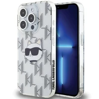 Karl Lagerfeld IML Choupette galvas un monogrammas apvalks iPhone 15 Pro - caurspīdīgs