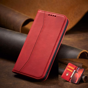 Magnet Fancy Case viedtālruņa apvalks iPhone 14 Pro Max ar flip vāciņu, maku funkciju un statīvu - sarkanās krāsas