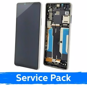 LCD displejs priekš Sony Xperia 10 III balts ar rāmi (Service Pack)