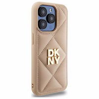 DKNY Quilted Stack Logo viedtālruņa apvalks iPhone 15 Pro - bēšs