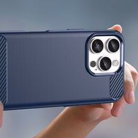 Carbon viedtālruņa apvalks iPhone 16 Pro Max silikona apvalks - zils