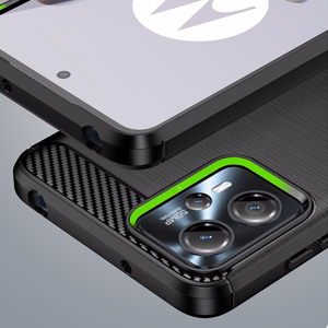 Carbon viedtālruņa apvalks Motorola Moto G13 elastīgs silikona oglekļa apvalks melns