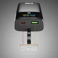 SBS 10000mAh PD 20W portatīvais lādētājs ar LCD ekrānu un iebūvētu USB-C kabeli - pelēka