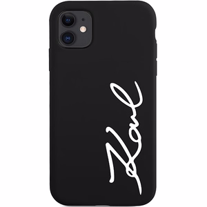 Karl Lagerfeld KLHCN61SKSVGK iPhone 11 / Xr 6.1" melns cietais viedtālruņa apvalks Silikona Paraksts