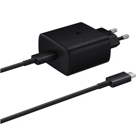 Samsung EP-TA845EWE 45W sienas lādētājs ar USB-C kabeli Samsung EP-DW767JWE 45W 1.8m (OOB Bulk - aizstājēja iepakojums) - melns