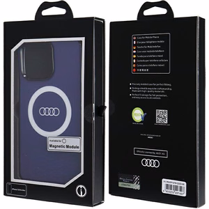 Audi IML Lielais Logotips Magnētiskais viedtālruņa apvalks iPhone 15 Pro Max - zils