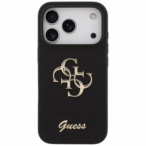 Guess Silikona lielais 4G uzraksts apvalks iPhone 17 Pro - melns