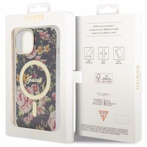 Guess GUHMP14MHCFWSK iPhone 14 Plus 6.7" melns/melns cietais apvalks Zieds Magnētiskais