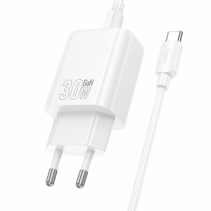 Lādētājs Hoco N62 30W GaN USB-C + USB-C uz USB-C kabelis 1.0m, balts