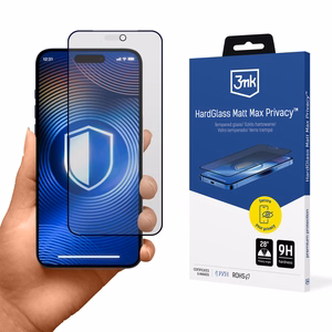 3mk HardGlass Matt Max Privacy – privātuma ekrāna aizsargs modelim Apple iPhone 18 Pro