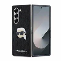 Karl Lagerfeld Saffiano monogrammas galvas piespraudes viedtālruņa apvalks Samsung Galaxy Z Fold 6 - melns
