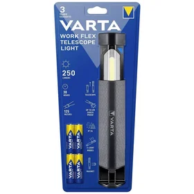 VARTA LED darba teleskopiskais lukturis 250lm 18646 + 4 gab. baterijas R6 (AA) 2100mAh