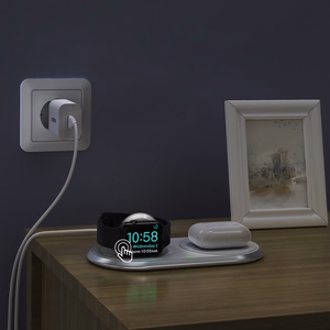 Choetech Qi 2in1 bezvadu lādētājs viedtālruņiem / Apple Watch ar statīvu (MFI) USB Type C balts (T317)