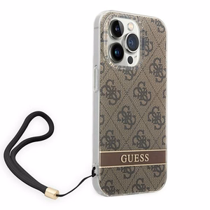 Guess GUOHCP14LH4STW iPhone 14 Pro 6.1 "brūns / brūns cietais apvalks 4G druka Siksna